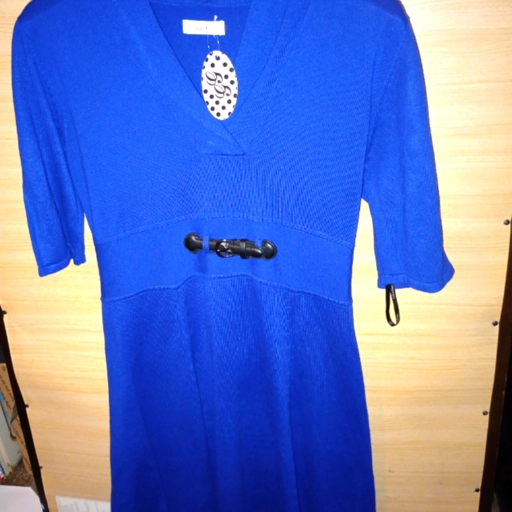 Calvin Klein blue dress with belt embellishment size l